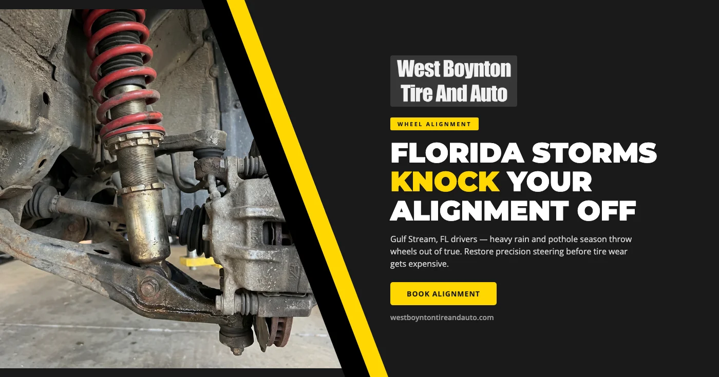 How Summer Rain and Potholes Throw Off Wheel Alignment in Gulf Stream, FL